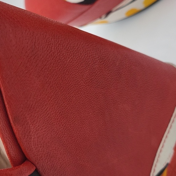 1053- Stuart Weitzman Red Floral Lace-Up Platform Wedge Heels Size 9 - Picture 17 of 17